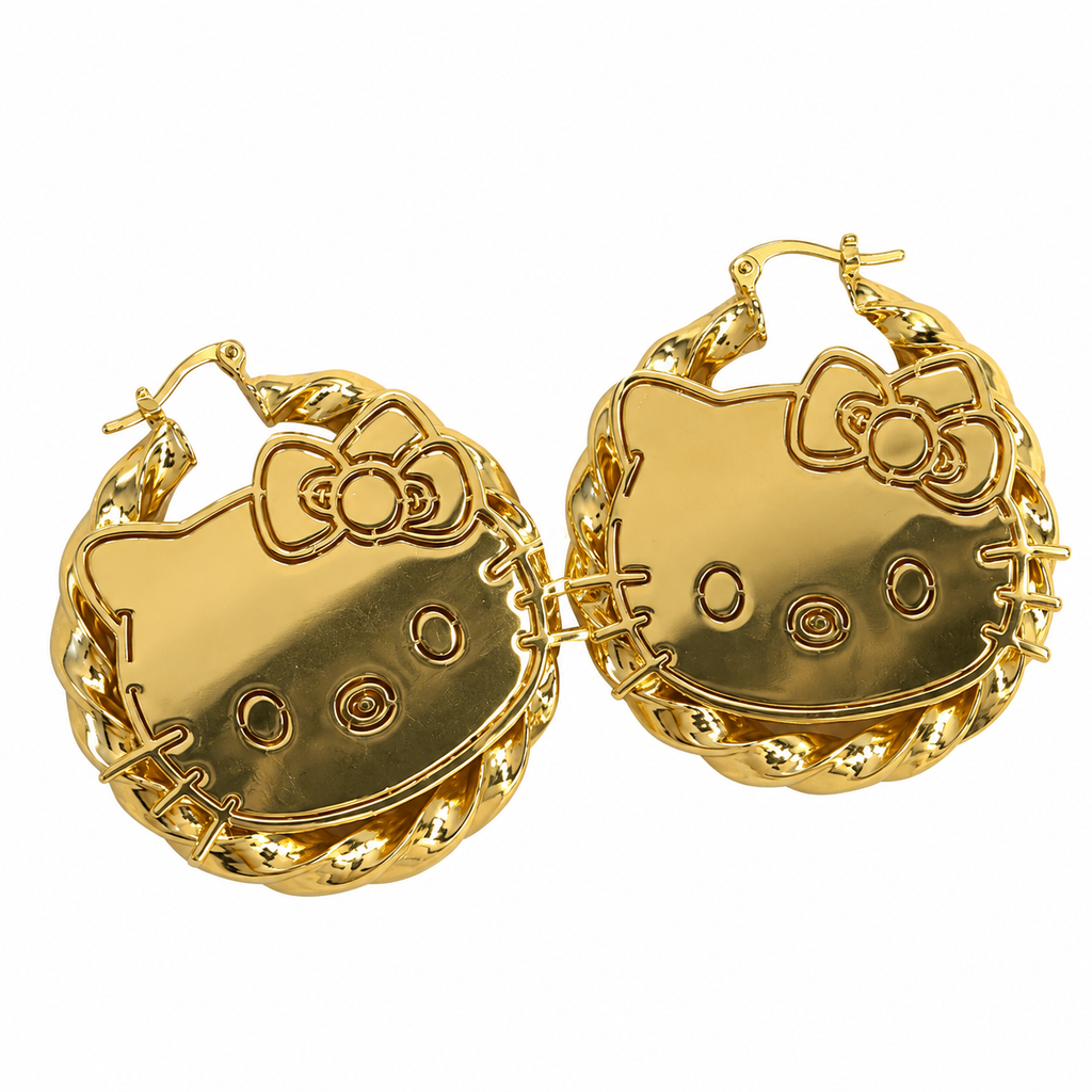 18k gold plated kitty hoops